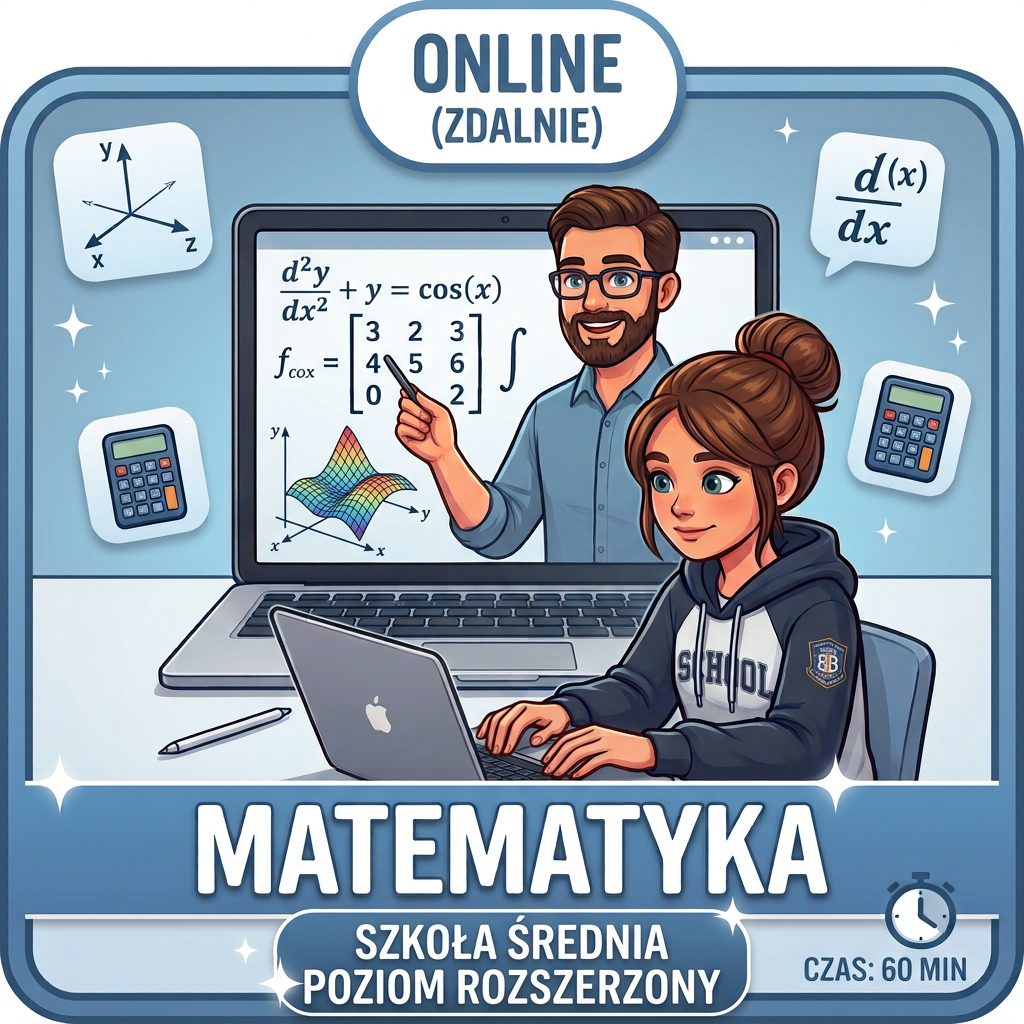Korepetycje MATEMATYKA, online, szkoła średnia, ROZSZERZENIE - 60 min