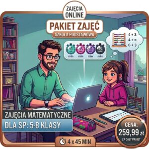 Pakiet zajęć MATEMATYKA, szkoła podstawowa, 4x45 min ONLINE