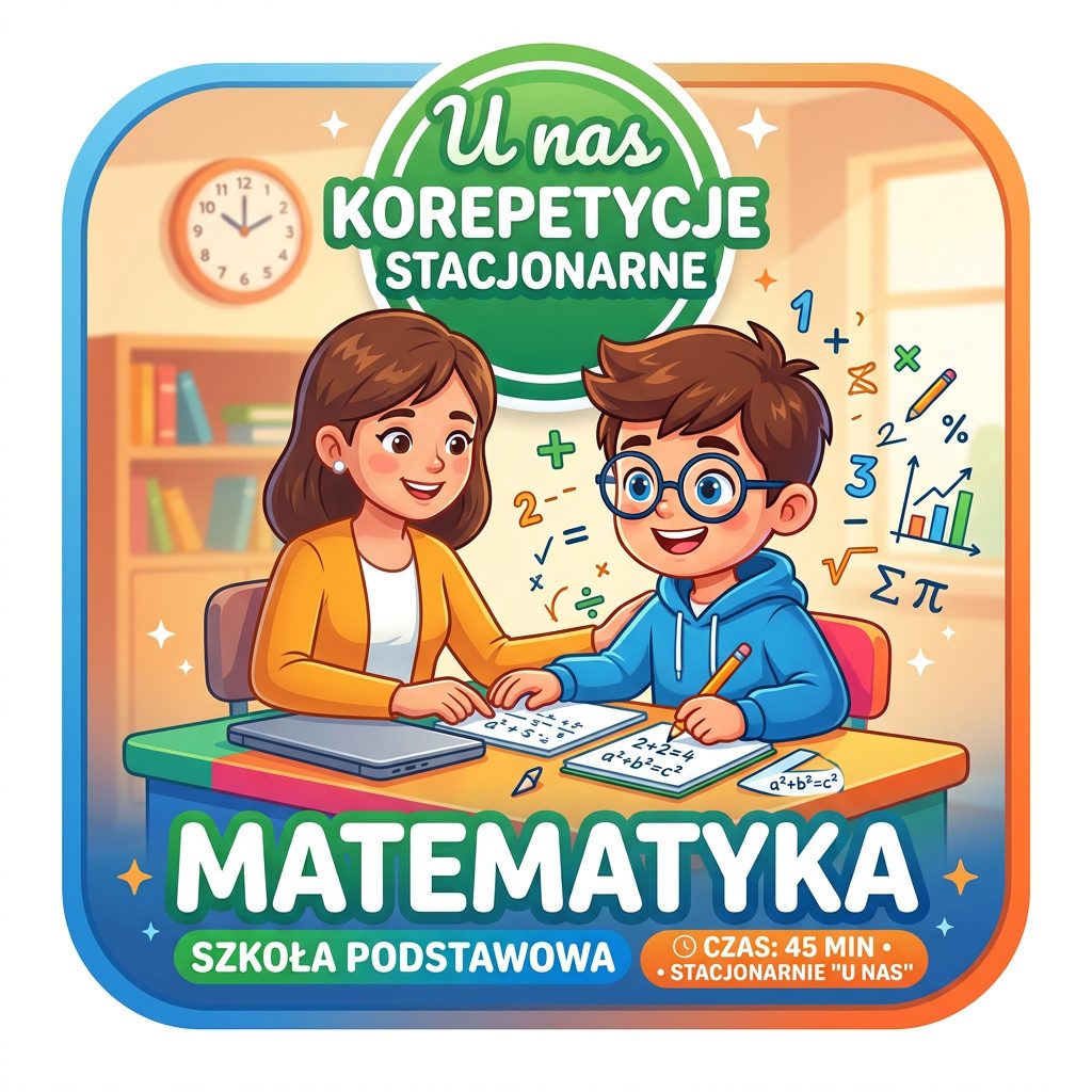 Korepetycje MATEMATYKA, stacjonarnie - u nas, szkoła podstawowa - 45 min